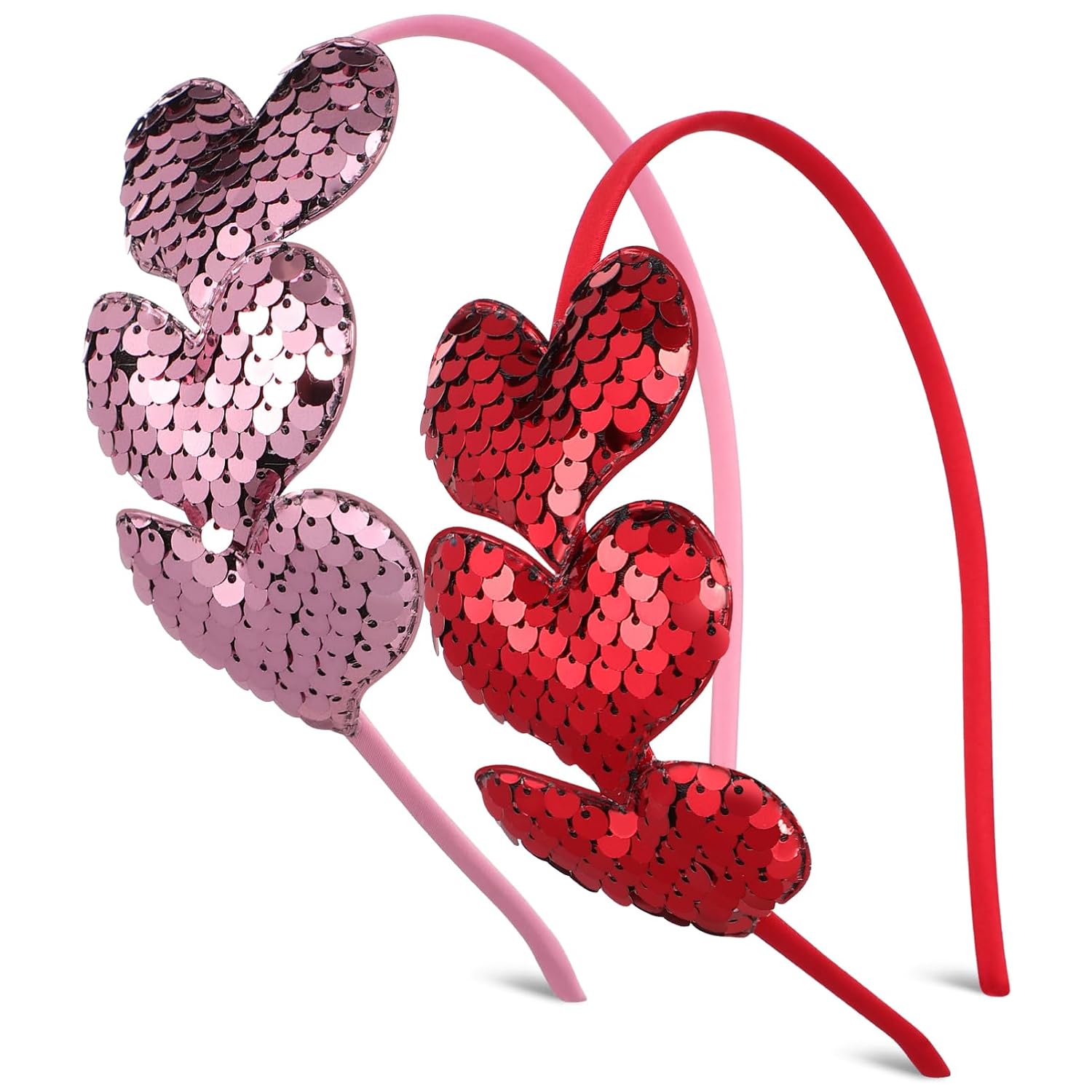 Garneck Heart Headbands - Glitter Hair Accessories for Parties