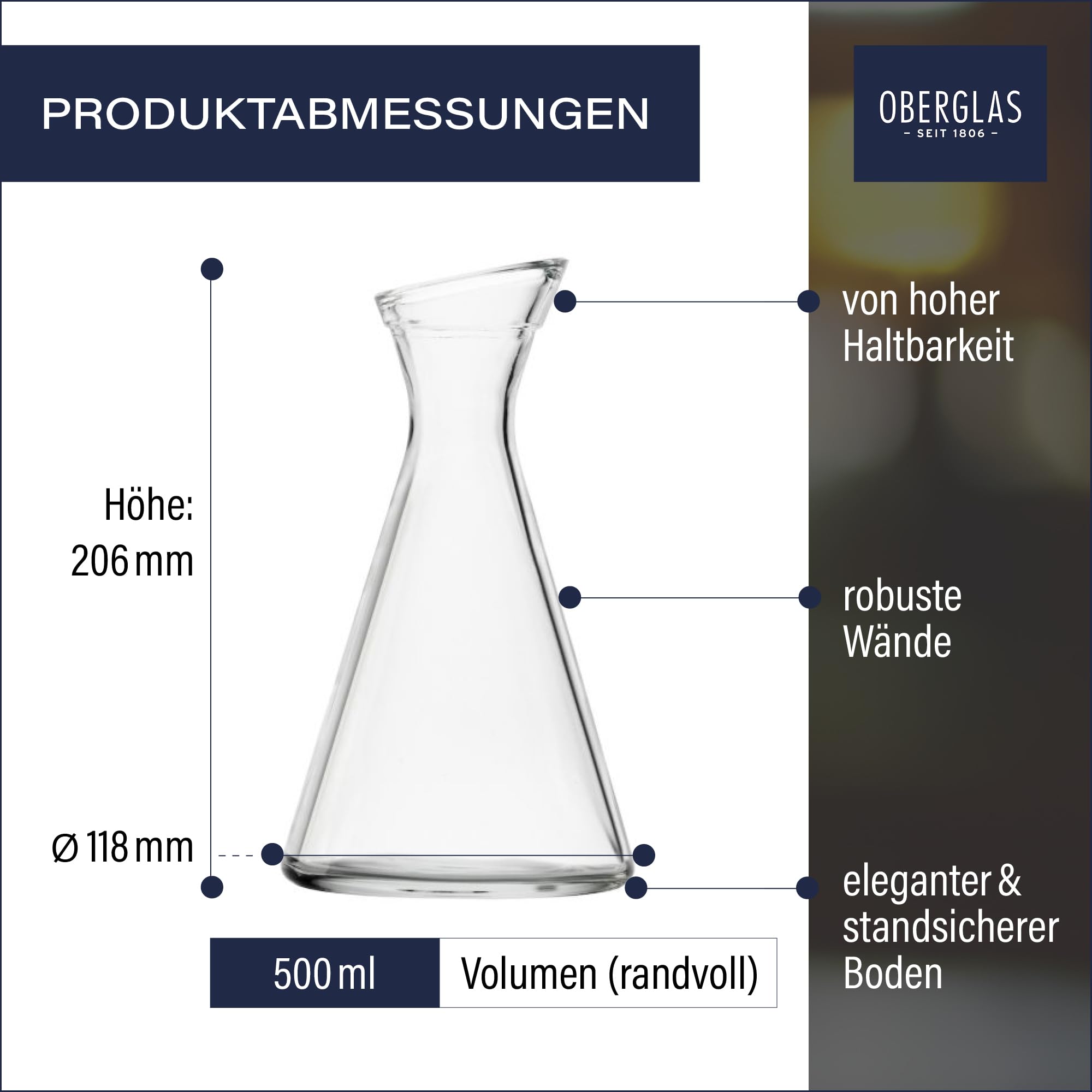 Stölzle Pisa szklana karafka Oberglas/zestaw 6 karafek 0,5 l ze skośną szyjką/wysokiej jakości karafka szklana nadaje się jako karafka na wodę, karafka do lemoniady, karafka do wina