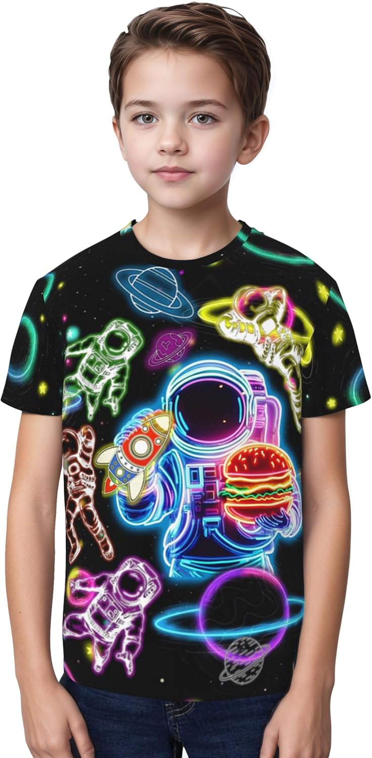 Tie Dye Shirt Kids Neon Shirts for Boys Girls Crewneck Short Sleeve Tee 6-16 Years - Image 2