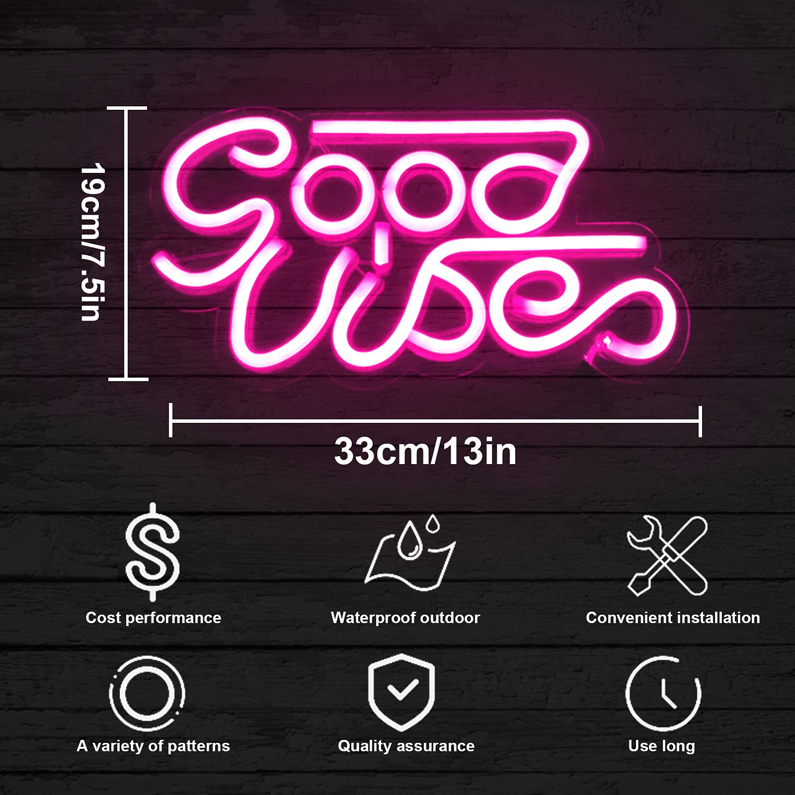 Good Vibes Neon Schild, Pink Led Schriftzug Light Good Vibesneon Lights Wall Decor, Leuchtreklame Neonschilder Leuchtschilder Nachtlicht Wandschild für Bar Club Garage Zuhause Schlafzimmer
