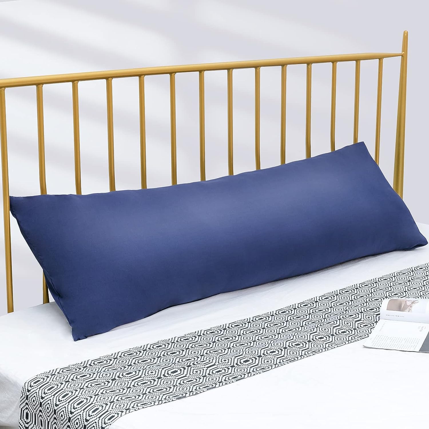 Large Body Pillow Insert- Breathable Full Body Pillow for Side Sleeper - Soft Long Bed Pillow for Adults - 20 x 54 inch (Navy Blue)