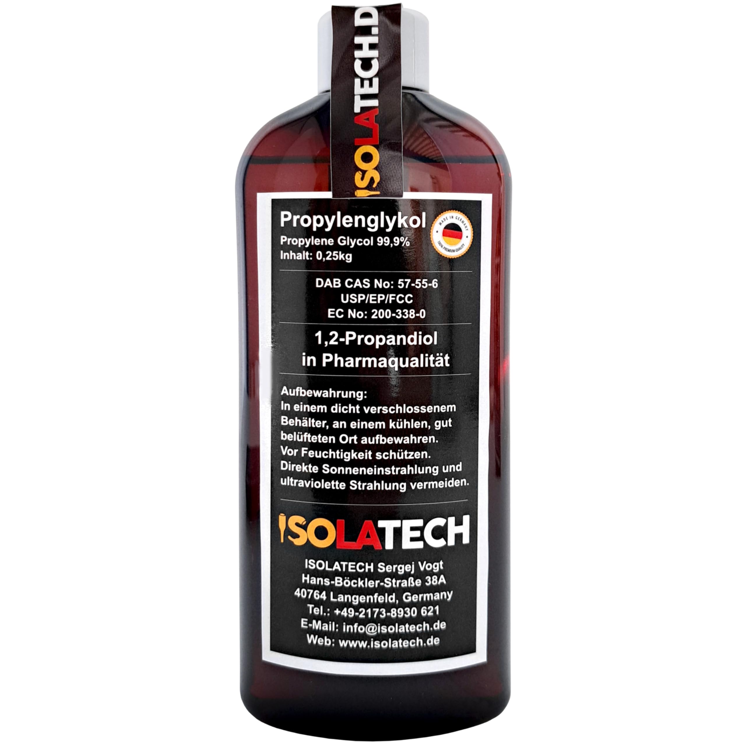 Isolatech Glicole Propilenico 0,25L 99,9% Grado Farmaceutico 1,2 Propandiolo