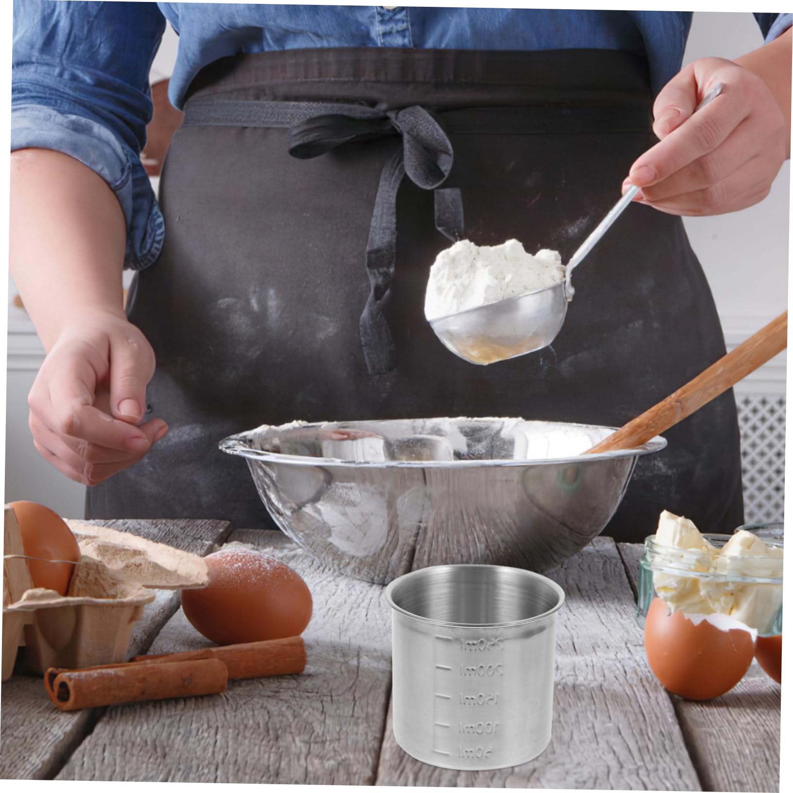 Amosfun 3 Stück Handliche Messbecher Für Die Küche Aus Edelstahl Mit Behältern Für Mehl Latte Art Und Sirup Zum Einfachen Kochen Abgestuft