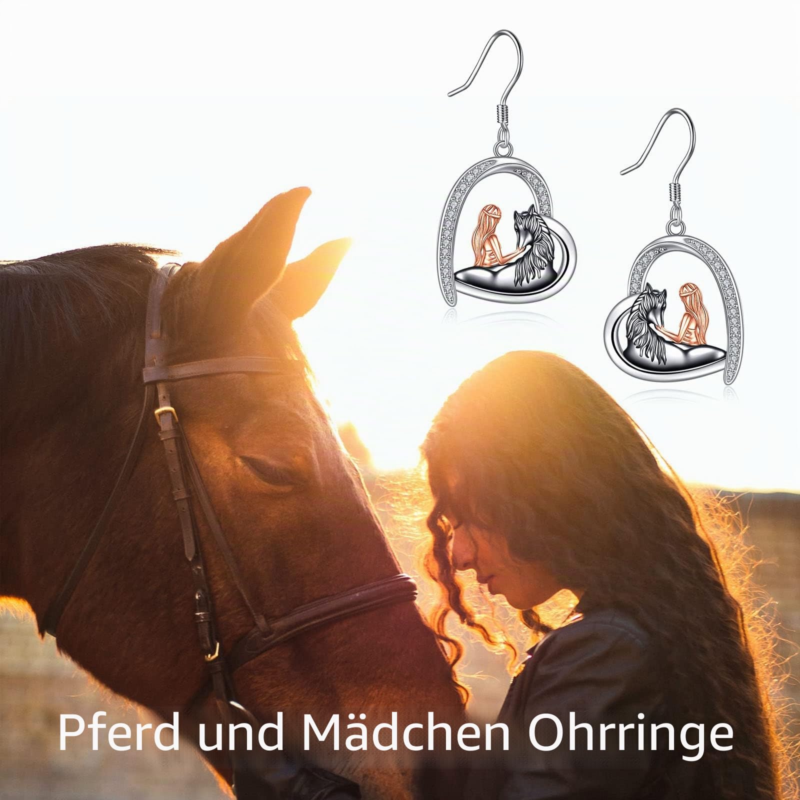 Pferd Ohrringe Mädchen Herz Tropfen Ohrringe 925 Sterling Silber Schmuck Geschenk für Damen Freund