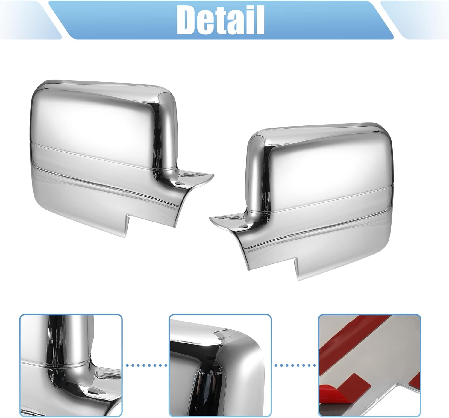 X AUTOHAUX Pair Car Exterior Chrome Plated Power Full Mirror Cover Cap for Ford F150 2004 2005 2006 2007 2008