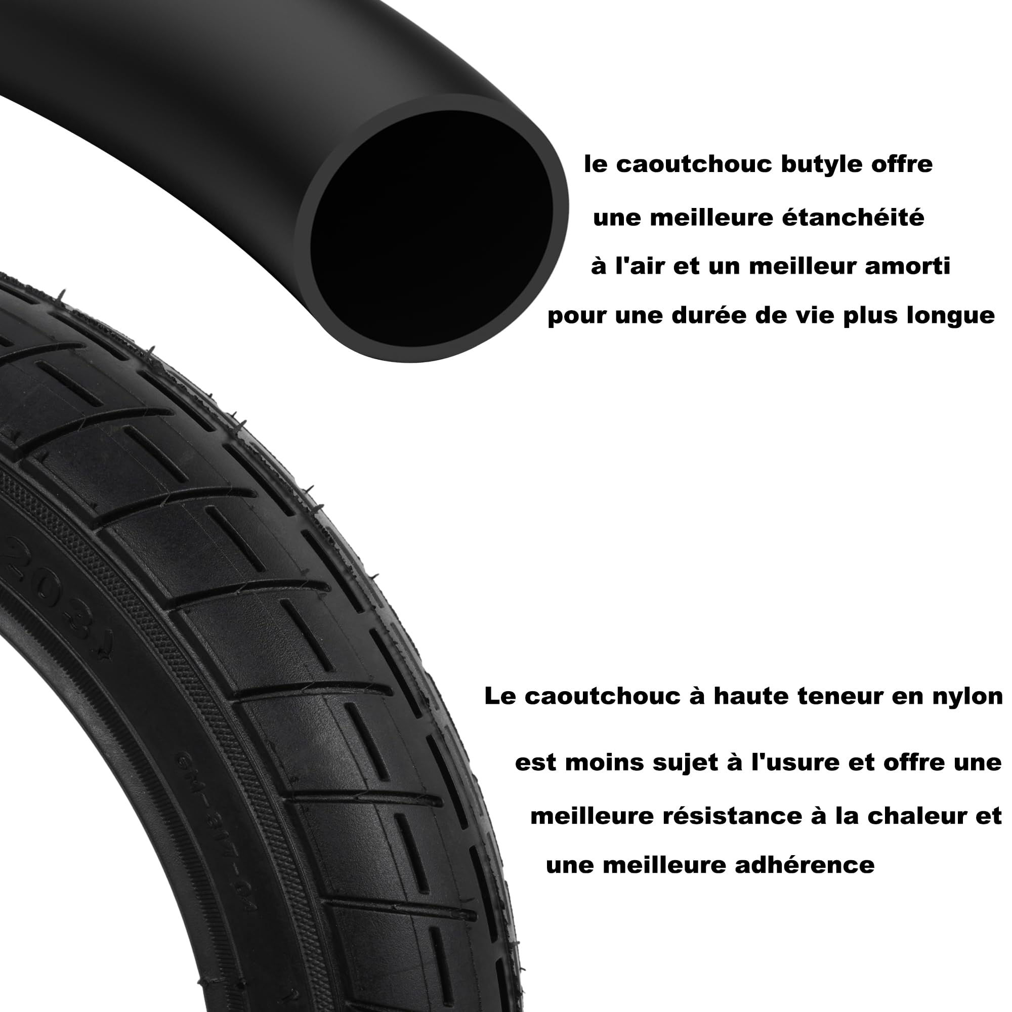 JIAYAN 12.5 x 2.25 Pneu et Chambre à air pour vélo d'enfant,Pneu et Chambre à air 12-1/2 x2-1/4 pour RoyalBaby, Joystar, Dynacraft et trottinettes électriques, Tube pour vélo d'équilibre