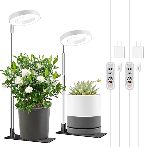 Miniatura 42 de Luces de cultivo, 48 luces LED de espectro completo, halo pequeño ajustable con base, 3 espectros opcionales, temporizador automático de 3/9/12 3.4