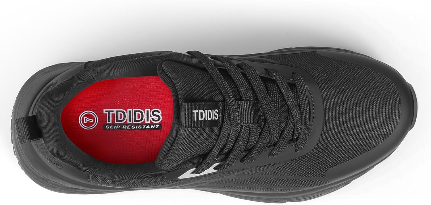 TDIDIS Black Non Slip Work Shoes for Women, Comfortable & Water Resistant Food Service Chef Thick Sneakers for Kitchen Restaurant Service - Zapatos Trabajo - Image 5