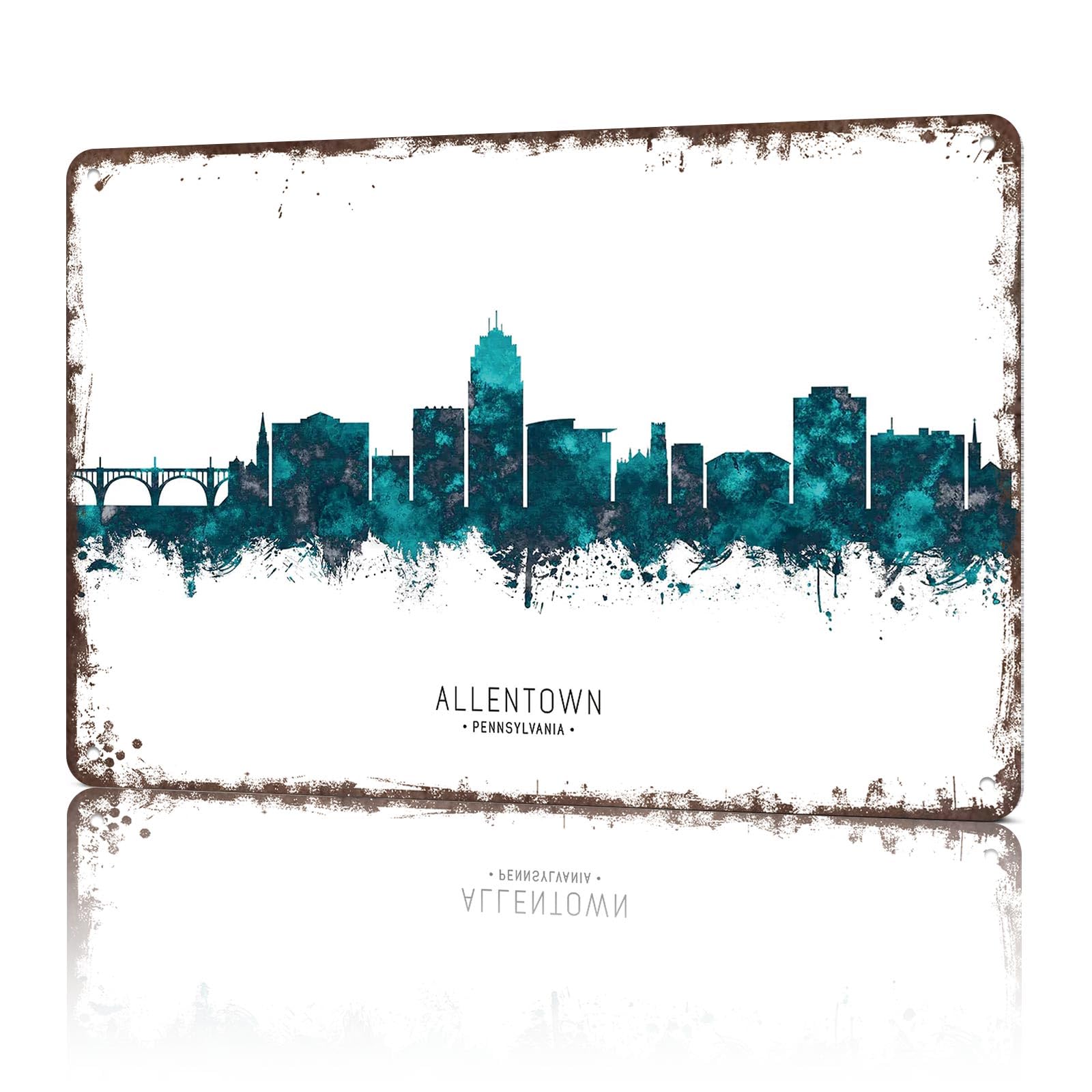 KWQDOZF Funny Signs Posters Allentown Skyline Wall Art Sign 8X12inch