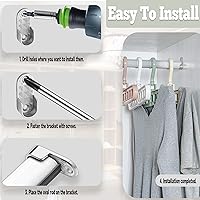 Vista 5 de Paquete de 2 soportes ovalados de extremo de barra de armario, soporte de armario de aleación de zinc, soporte de barra de armario para varillas