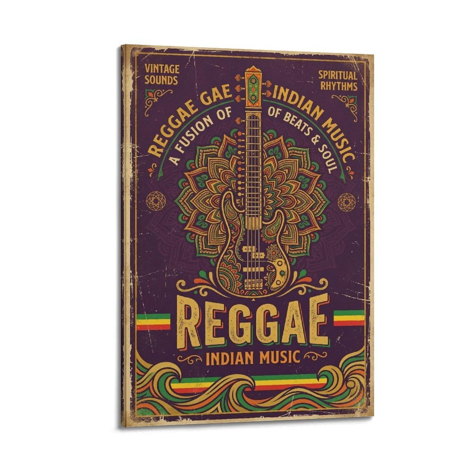 XKUGA Poster con stampa su tela con musica indiana reggae, mandala basso, moderno, decorativo, ideale per la famiglia, la grotta degli uomini, la sala giochi, la camera da letto di ragazzi e ragazze