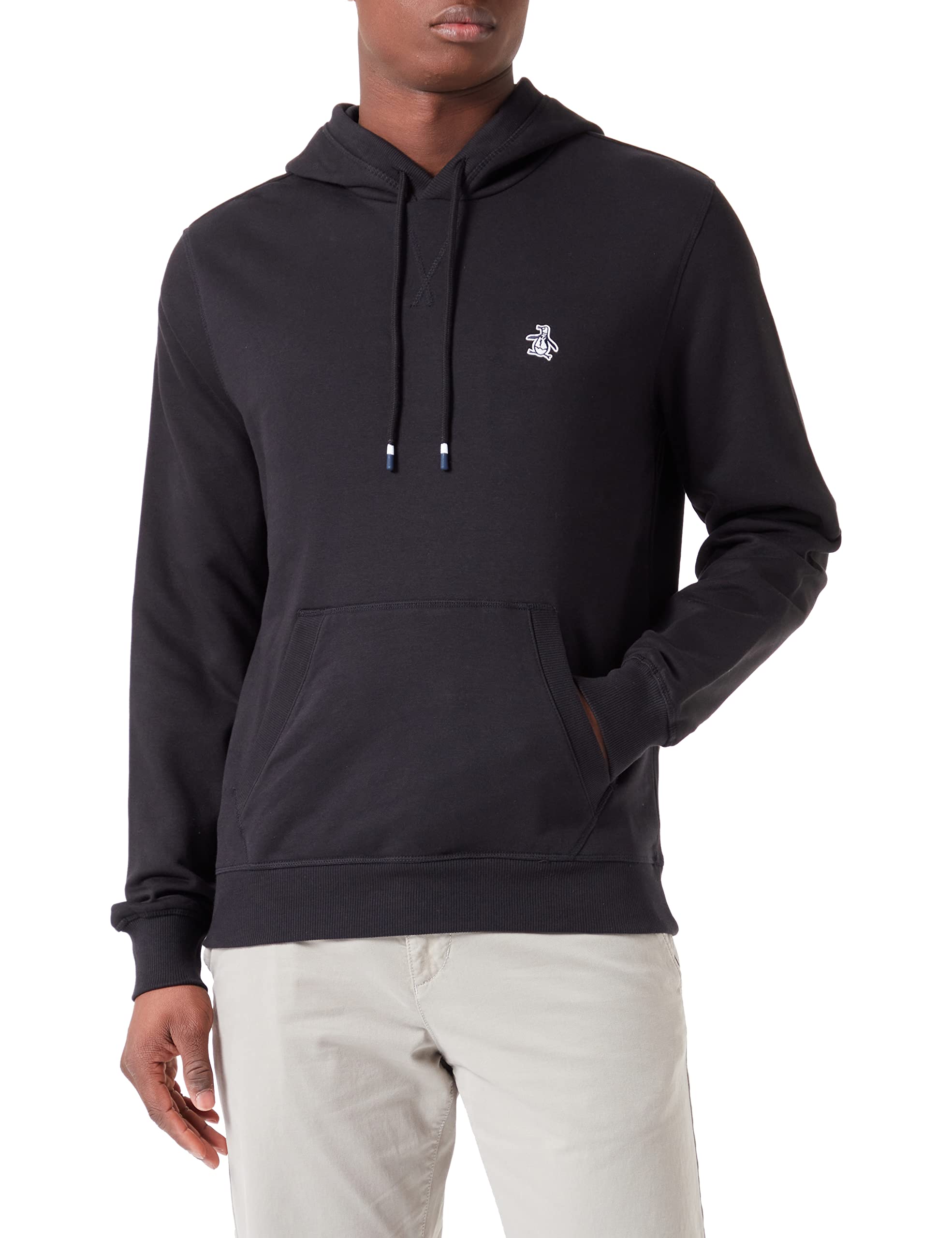 Original Penguin L/S STICKER PETE PULLOVER FLEECE HOODIE True Black