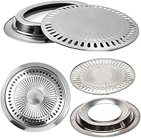 Vista 5 de Saim Sartén coreana para barbacoa, de acero inoxidable, antiadherente, sin humo, estufa redonda de estilo coreano para interior y exterior, camping