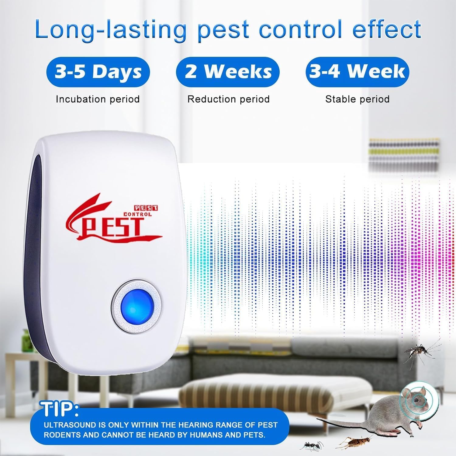 Répulsif Ultrason Anti-Rongeurs Insectes 4 Pack, Ultrason Anti Moustique Ultrason Souris Et Rats, Insectes Répulsif Électronique Anti Souris, Moustiques, Cafards, Rats, Fourmis, Araignées