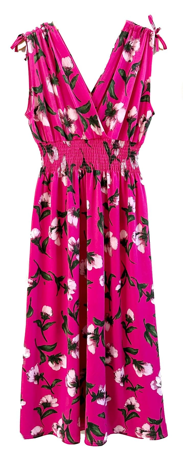 Casual Smocked Dress, Exotic Print Maxi/Midi Dress, V Neck, Plus & Regular Sizes, Maternity/Nursing Dresses