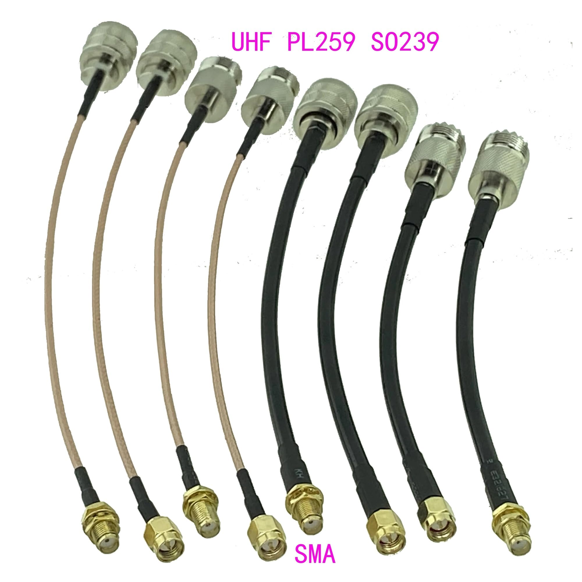 RG316 RG58 UHF PL259 SO239 A SMA Maschio Spina e Femmina Jack Connettore Diritto RF Jumper Cavo Treccia 6 pollici ~ 20 M(RG58 PL259 to SMA M,6M)