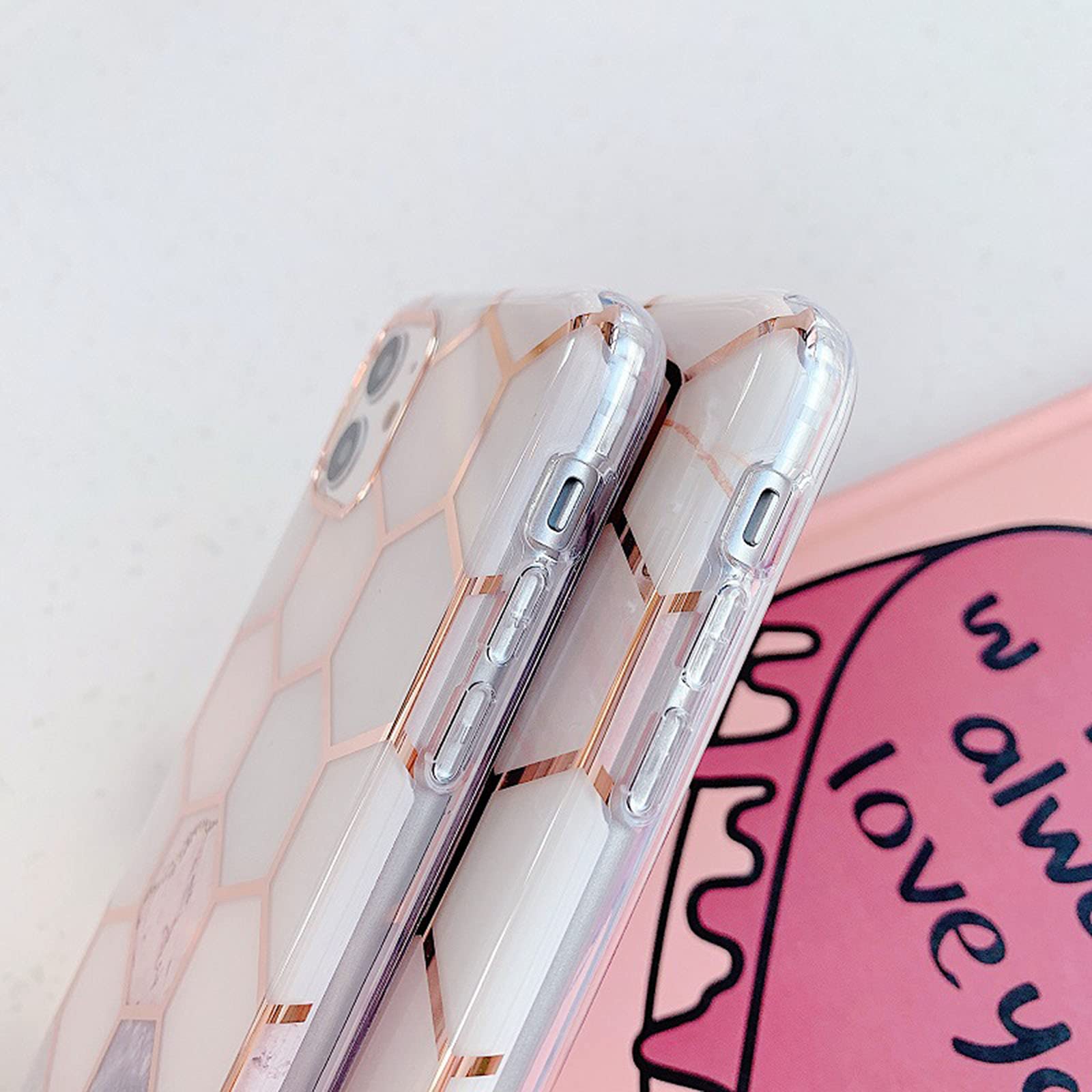 Custodia LUOLNH Per IPhone 13 Pro Max - Effetto Marmo Bianco Rosa E Blu, Cover In TPU Morbido Antiurto - 2