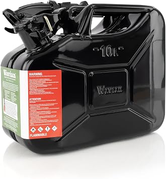 Wavian USA Authentic NATO Jerry Can and Spout System - Rust-Proof, EPA & CARB Compliant, 10 Litre, Black, Wavian 2.65 Gallon Gas Cans for Gasoline