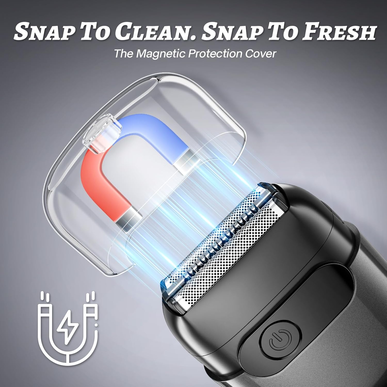 Electric Foil Shaver for Men: 3D Floating Blades, IPX8 Waterproof Wet/Dry Shaver with LED Display, USB-C Quick Charge, Travel Lock, Includes Cleaning Brush,Gray - Image 3