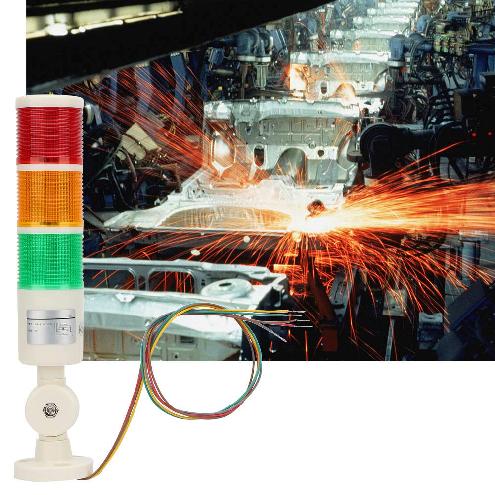 Signal lumineux industriel, Tour de signalisation à 3 couches 24 V DC LED Feux d'avertissement industriels Lampe indicateur d'avertissement de sécurité d'urgence Tour de signalisation