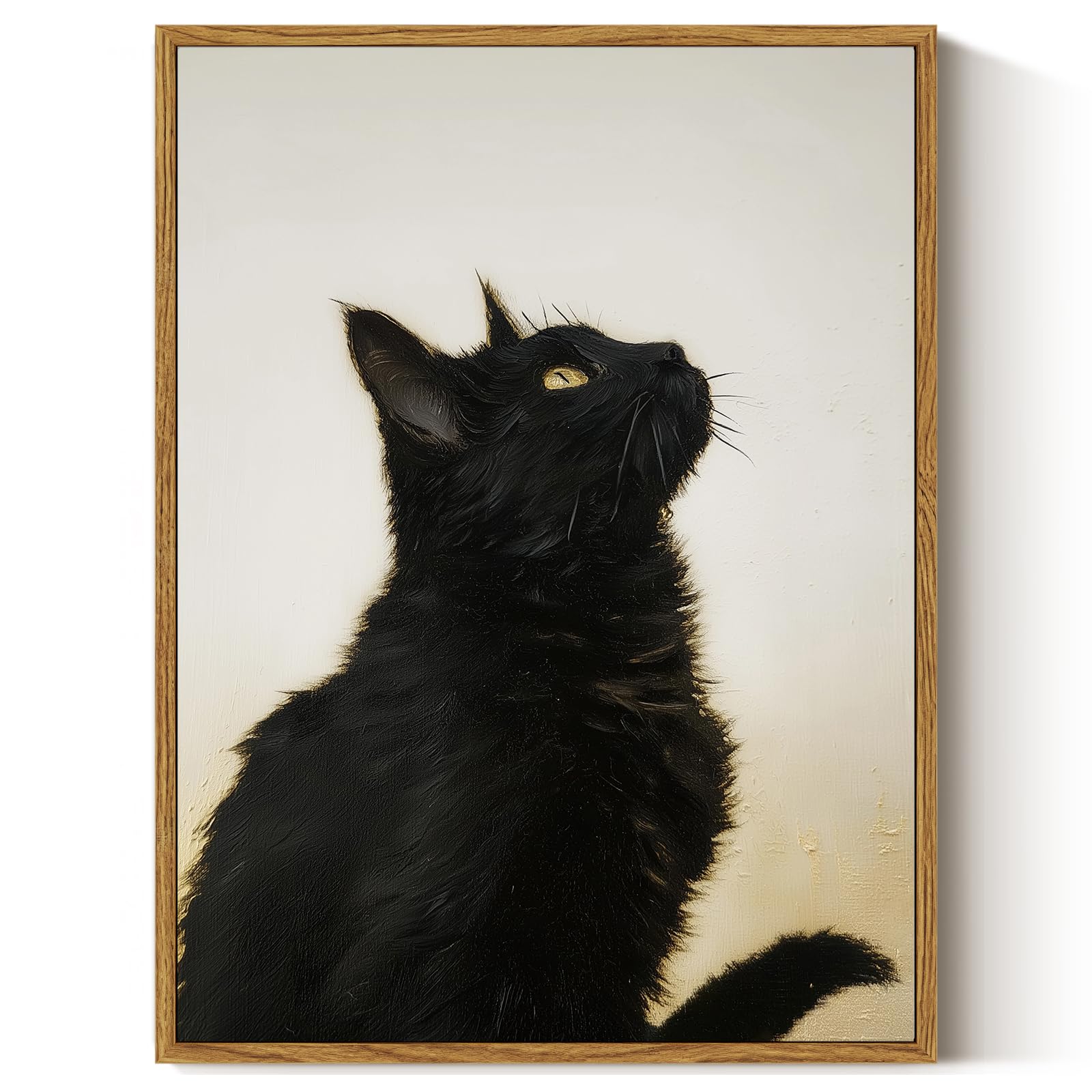ARPEOTCY Vintage Framed Canvas Wall Art, 12x16inch, Farmhouse Black Cat Wall Decor, Animal Art Prints Home Decorations, Cottagecore Paintings for Living Room Bedroom Office Decor