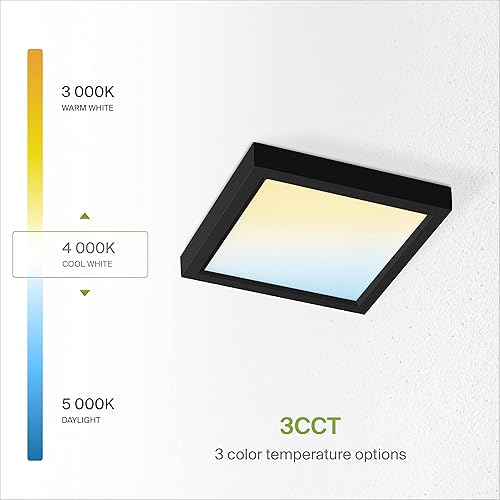 Miniatura 6 de ASD Paquete de 12 luces LED cuadradas de techo empotradas de 5 pulgadas, regulables, 10 W, 683 lúmenes, cerca del techo, luces negras ajustables de