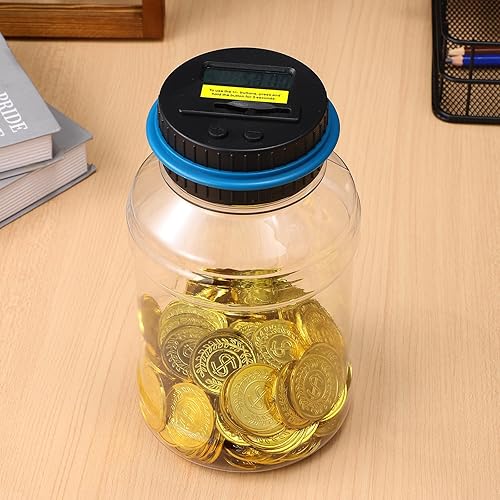 Miniatura 4 de Alcancía grande para adultos, para contar monedas, monedero, tarro de alcancía transparente con capacidad de 1.8 litros, alcancías para cumpleaños,