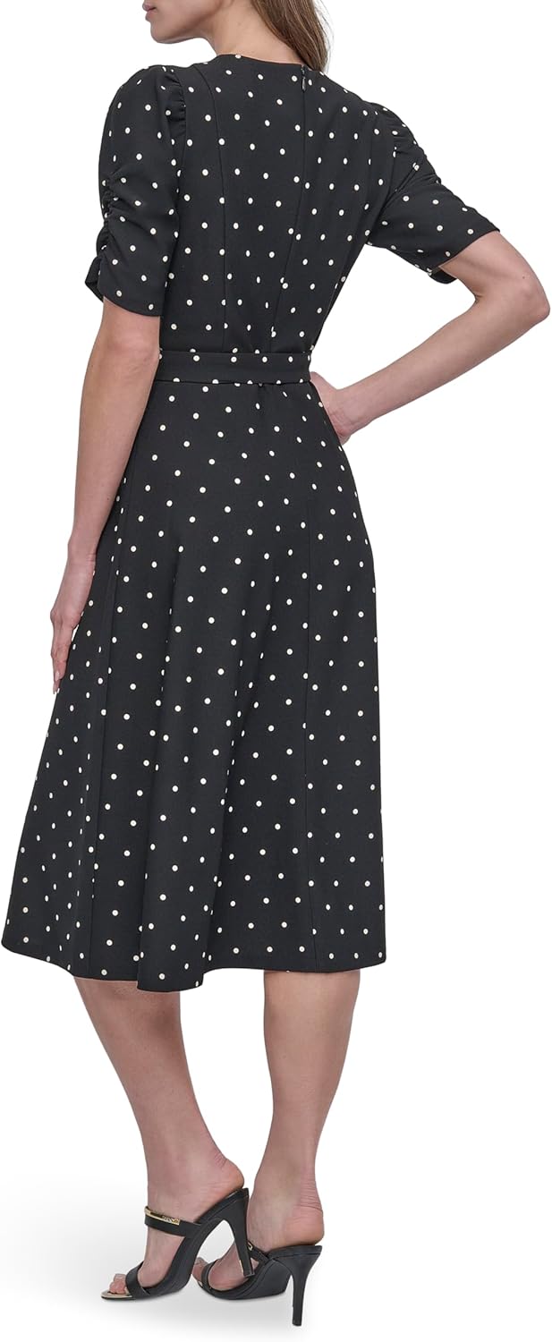 DKNY Womens Jewel Neck Scuba Crepe Dress - Image 4