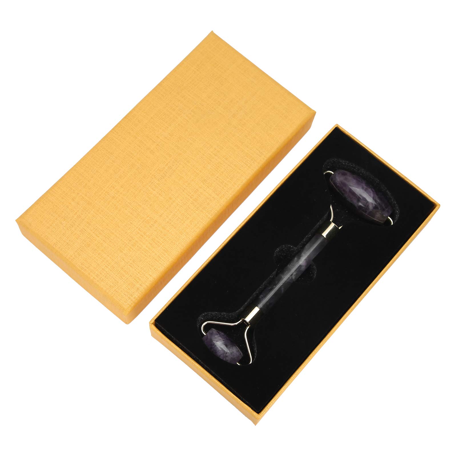 Jade Roller Face Massager Jade Facial und Gua Sha Set, Facial Massager Hautpflegeset für Anti-Aging, reduziert Augenfalten und Durchblutung(lila)