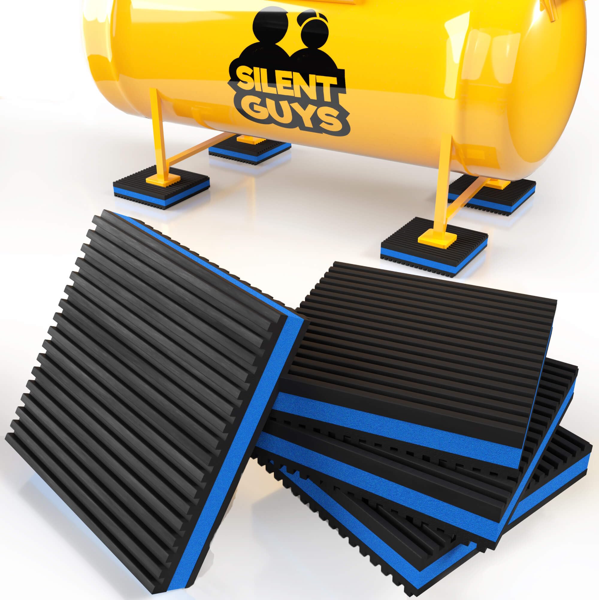 Silent Guys Anti-Vibrationspads, 10,2 x 10,2 x 2,2 cm, robuste Gummi-Isolationspads für Waschmaschine und Trockner, Anti-Vibrationspads für Waschmaschine, Vibrationspads für HVAC, Kompressoren, dickes