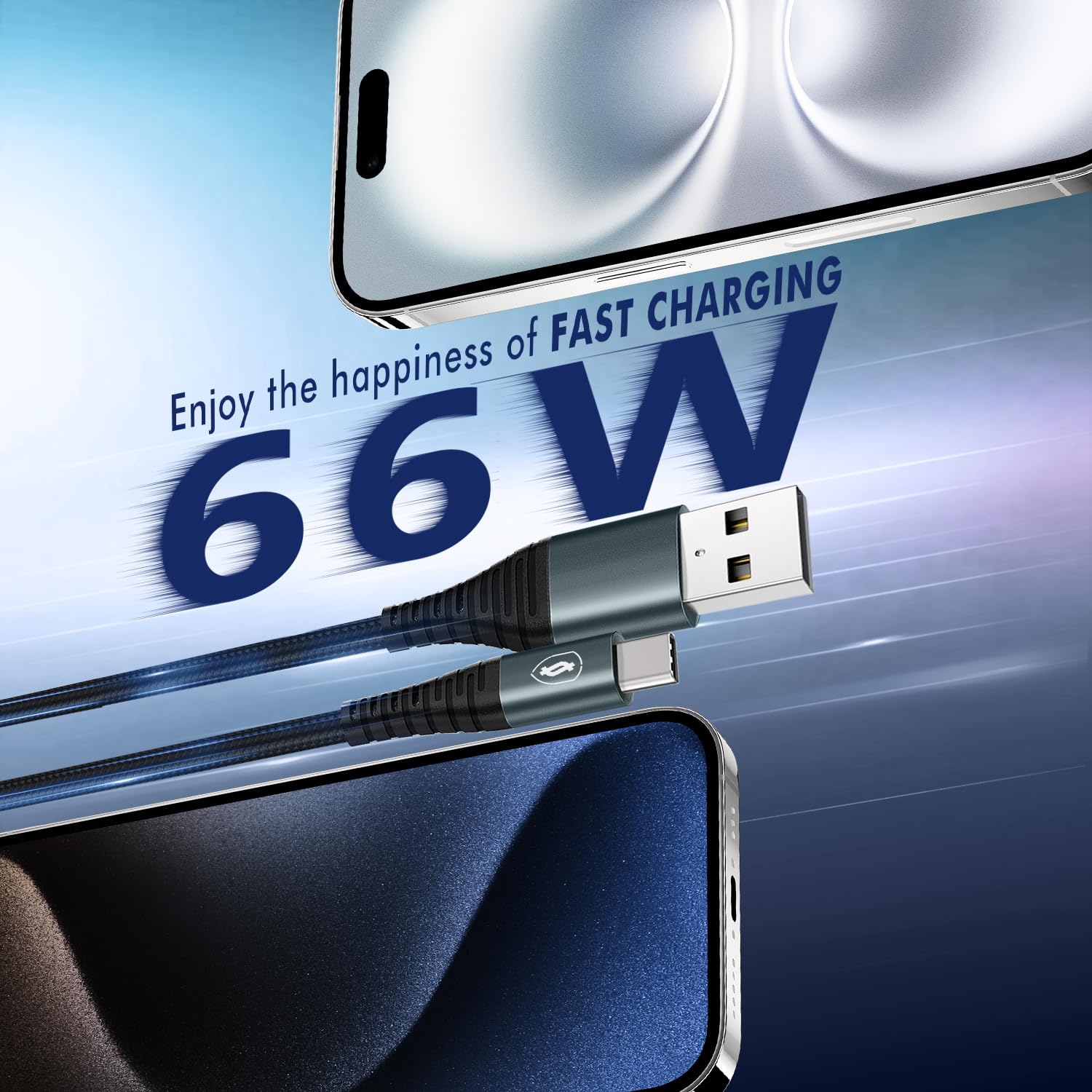JUKEKUL Cavo USB C a spirale, 0,9 m, confezione da 2 cavi da USB A a USB C, ricarica rapida, cavo di ricarica intrecciato di tipo C, compatibile con iPhone 15 Pro Max Plus Note 20 iPad Pro Air Mini