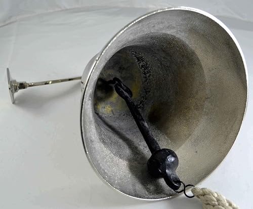 Miniatura 3 de Brass Nautical Cowbells - Campana de latón con campanas de iglesia náuticas, antigüedades, campana, reloj azul marino (cromado, 7 pulgadas) cromado