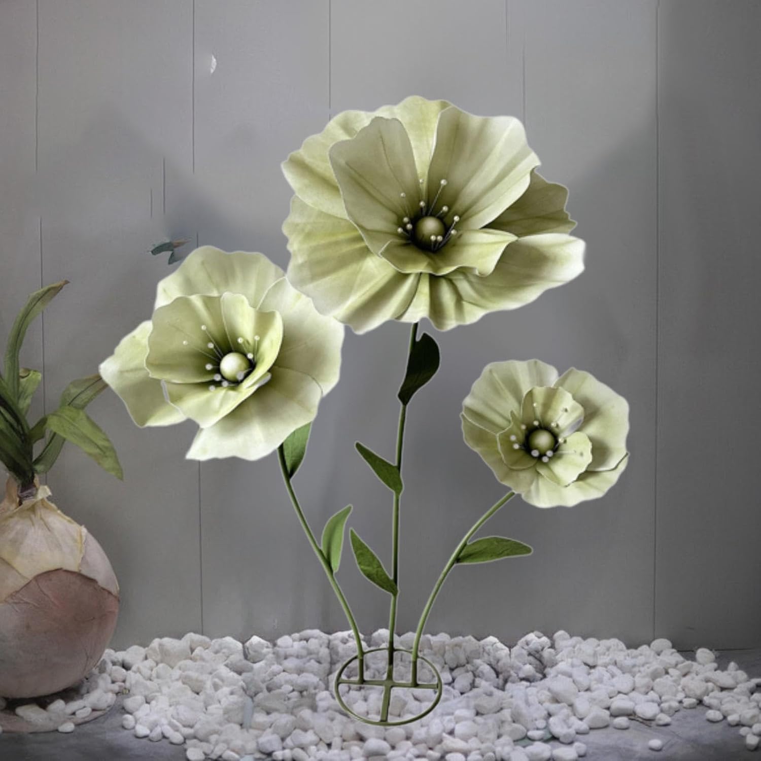 Ｙｏｔｉｊａｙ 結婚式の装飾用の巨大な花、儀式用のスタンドベース付きの大きな造花, 緑