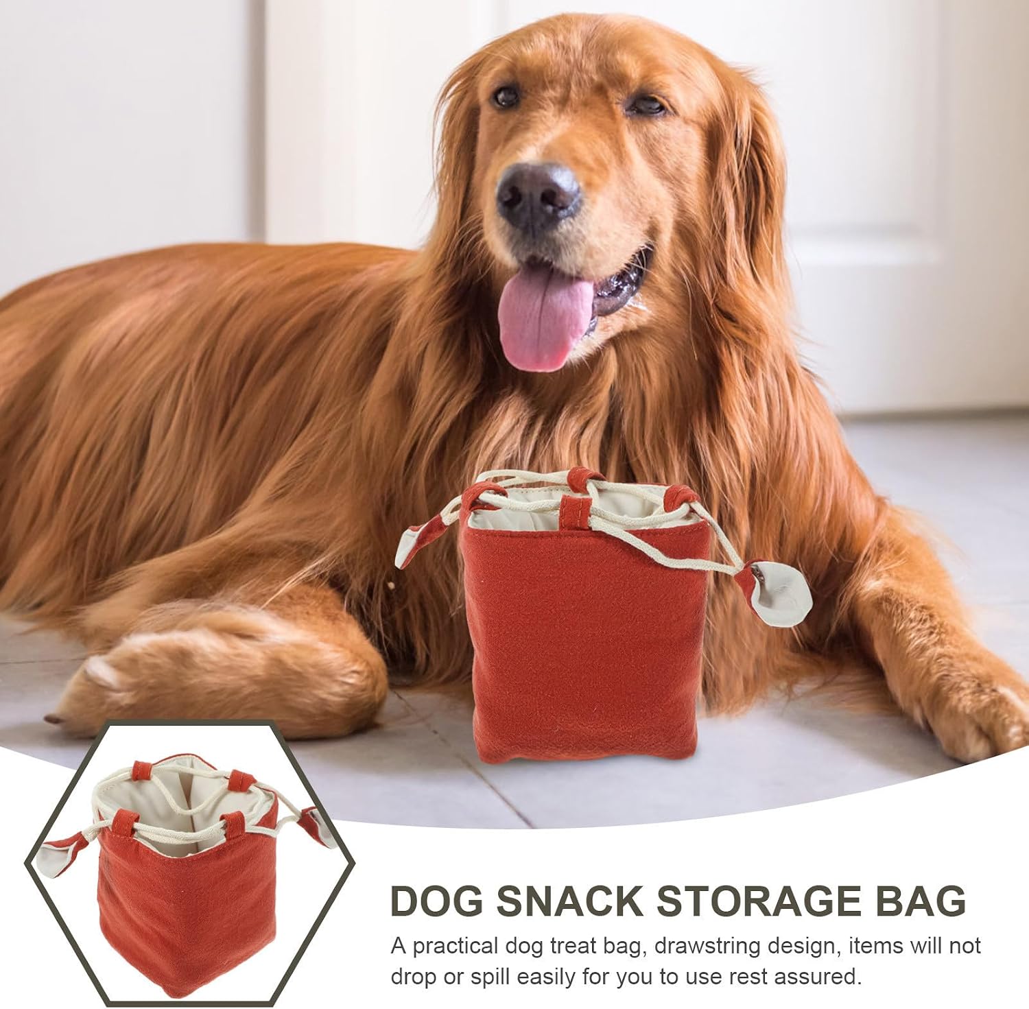 Dog Training Treat Pouch Bag Cloth Brown Portable with Drawstring | Walking Use, Outdoor Carrying, Multi Functional Design, Easy to Hold