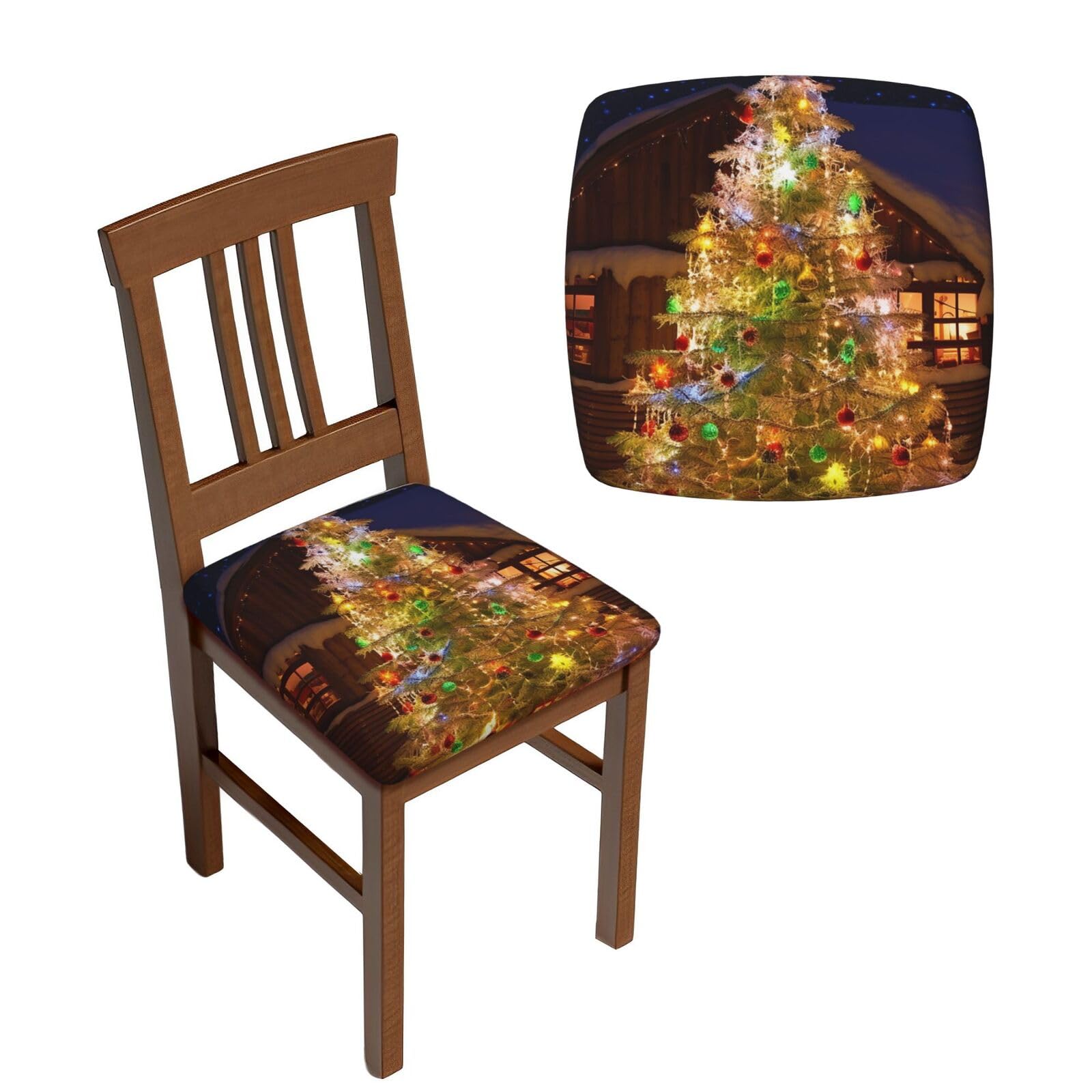 Lot de 6 housses de chaise de salle à manger motif sapin