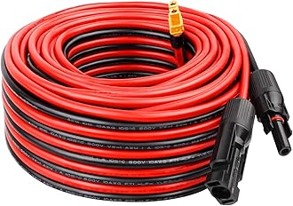 Solar to XT60 Extension Cable 10AWG 50FT Solar Connector to XT60 Adapter Cable for Solar Panel to Portable Power Station Solar Generator Battery Pack