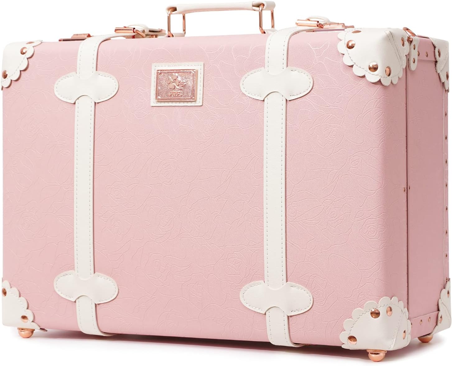 urecity Vintage and Cute Carry-on Overnight Case Non-wheeled Mini Leather Trunk Suitcase with Shoulder Strap