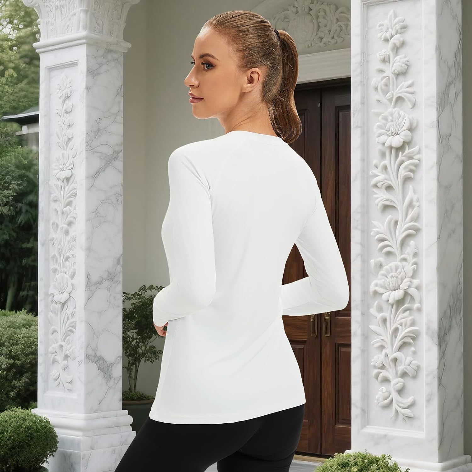 Women's UPF 50+ Quick Dry Long Sleeve Shirt Lightweight Moisture Wicking Tee for Outdoor Hiking Running Work Out
