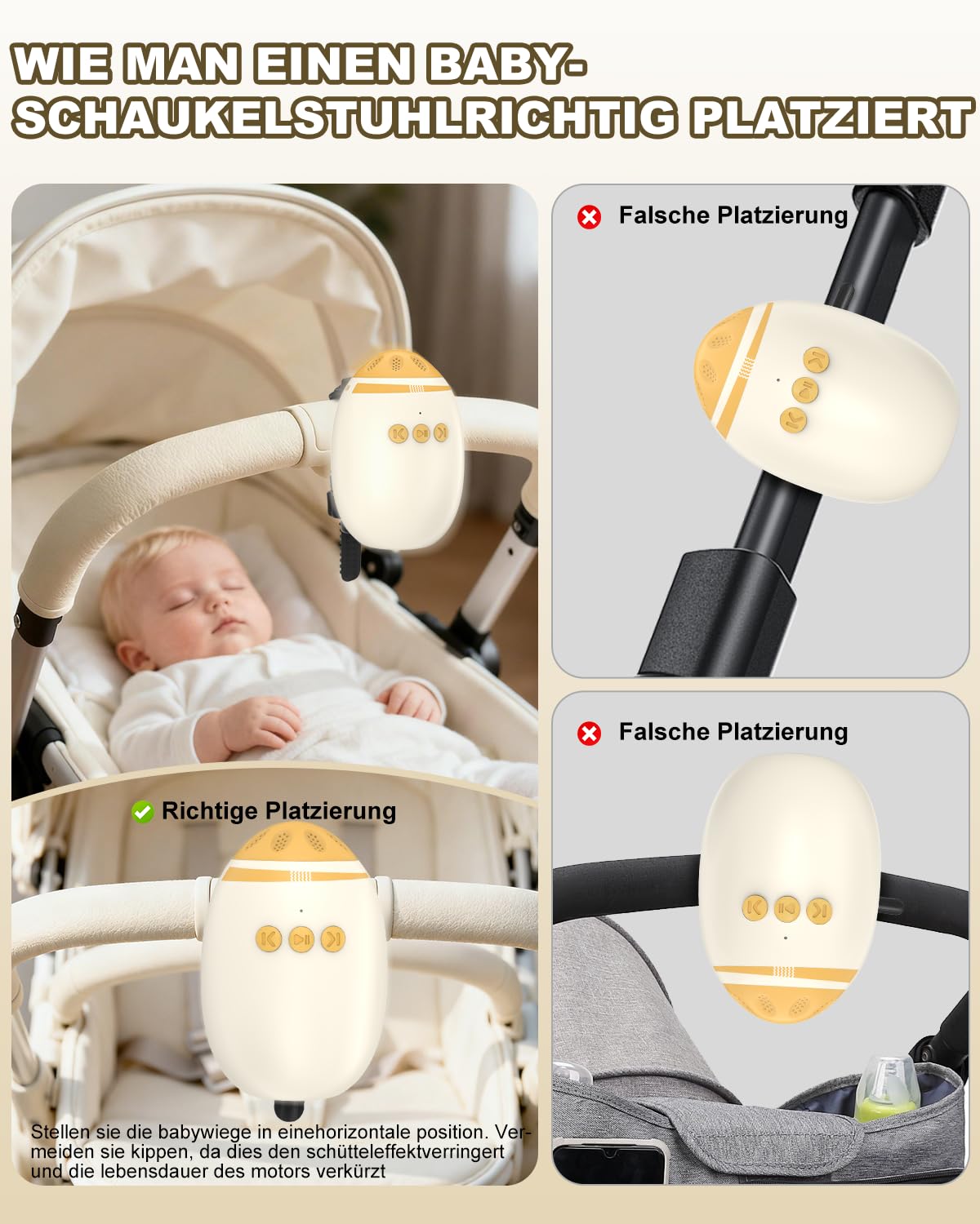 Passeggino con rumore bianco, vibratore per passeggino con 11 suoni rilassanti, supporto per dormire ricaricabile, regolazione continua, funzione portatile e Bluetooth per passeggini e passeggini