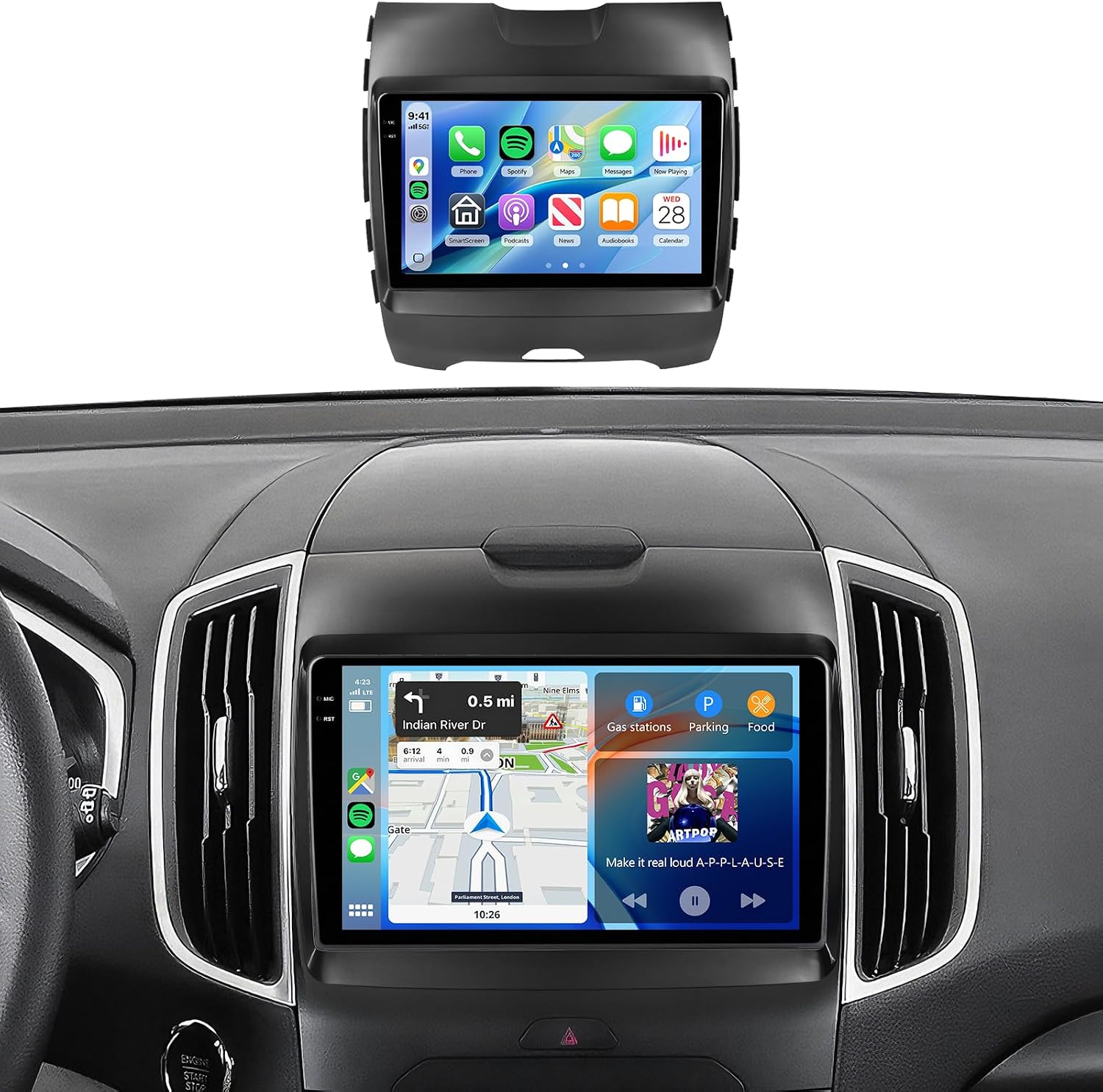4G+64G Car Radio Stereo for Ford Edge 2016-2020, 9inch HD in-Cell Touch Screen/Android 15/Wireless CarPlay/Android Auto/GPS/5Ghz WiFi/5.0Bluetooth/FM/RDS/SWC/AHD Backup Camera