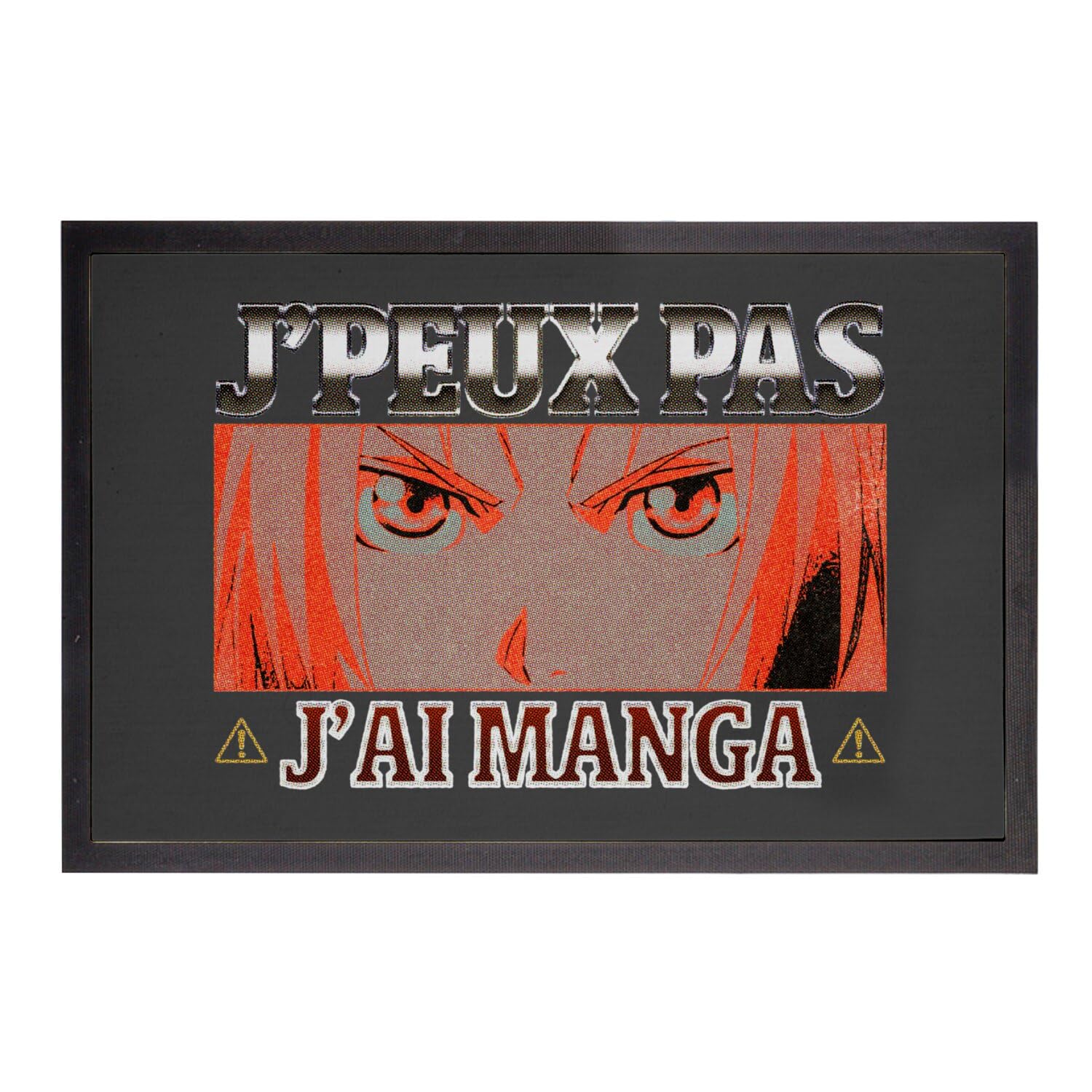 Paillasson Noir Manga Edward Anime Otaku Tapis d'Entrée Grand Format 75x50cm
