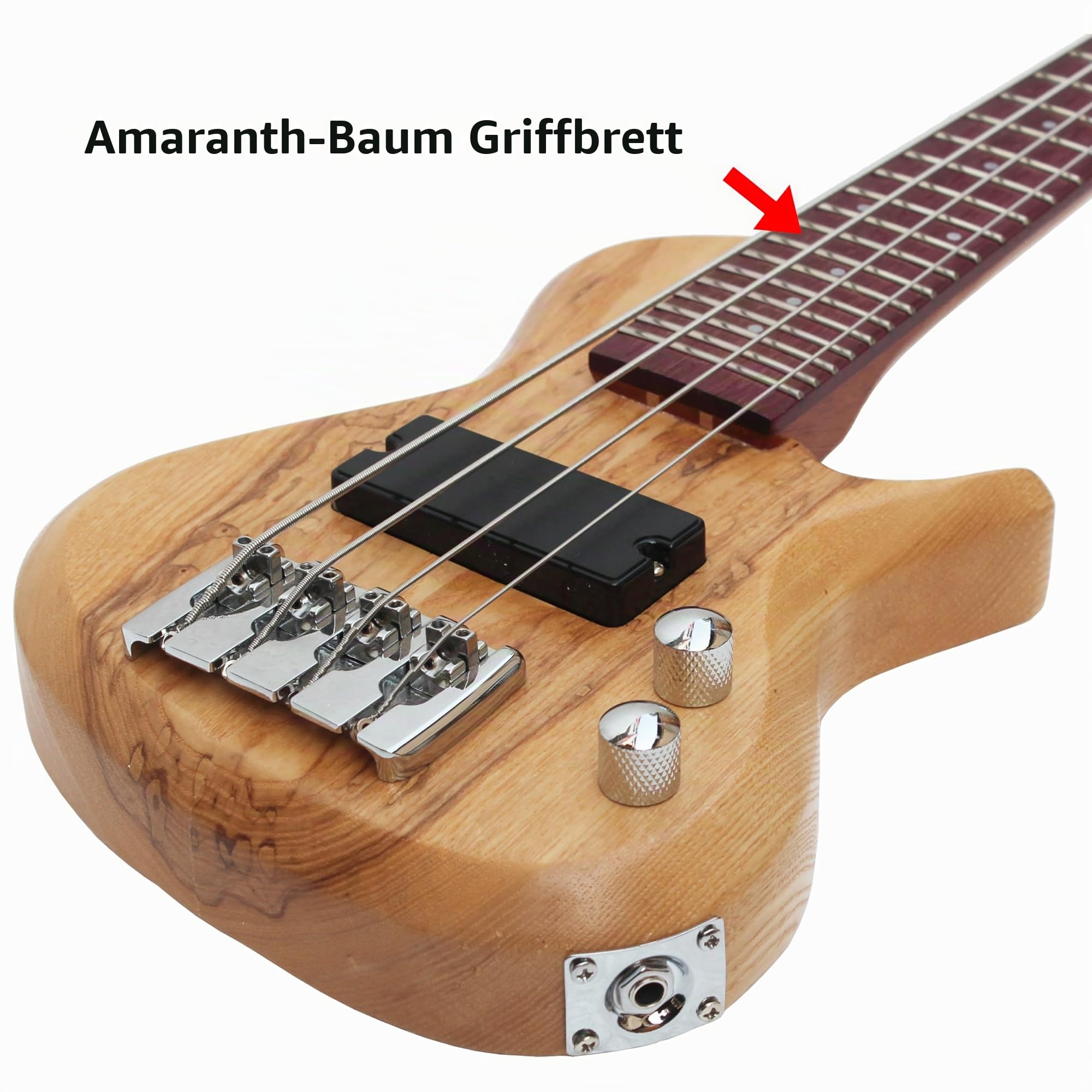 Batking Mini E-Bass Gitarren Travel Ubass 4 Saiten Ukulele Bass mit Gigbag