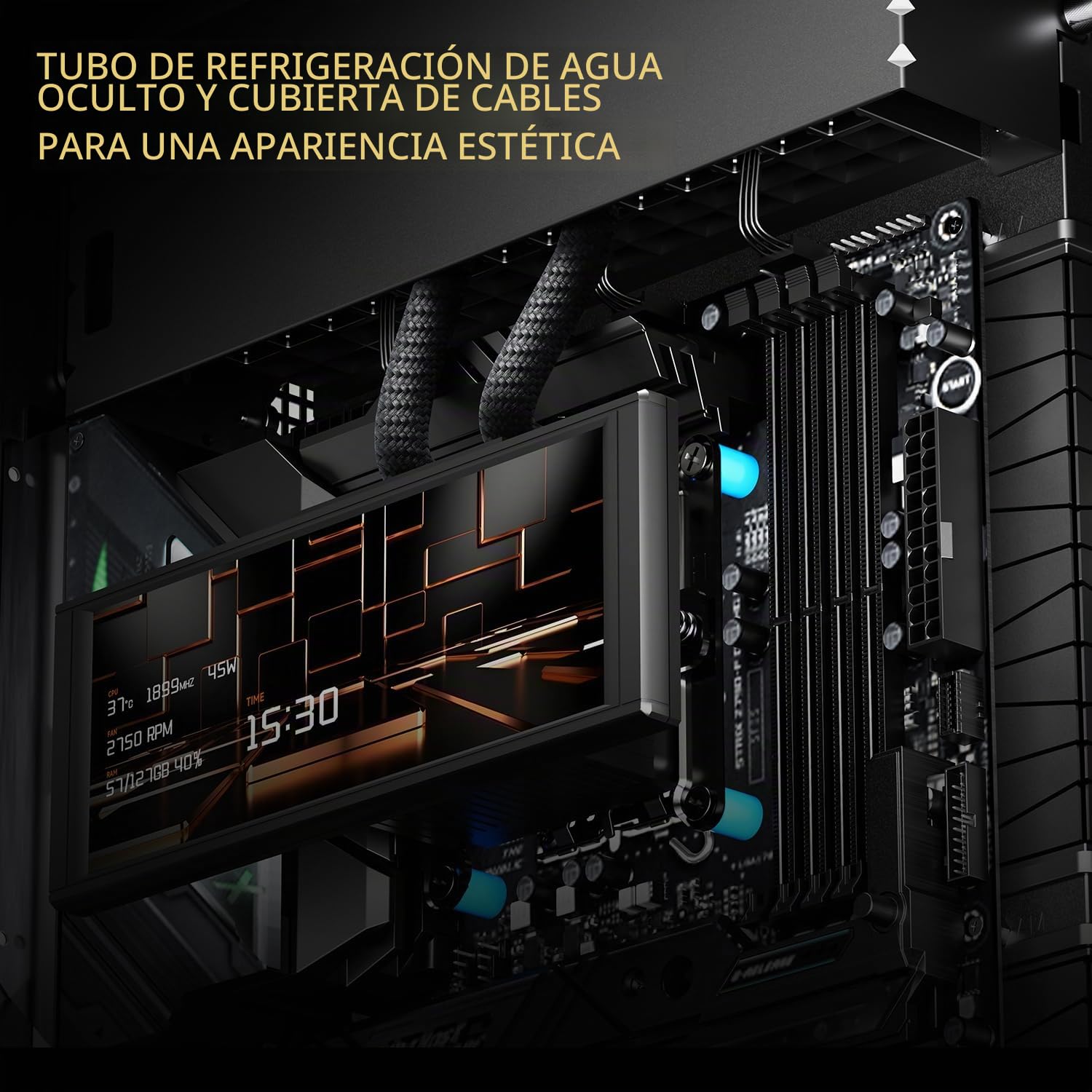 Thermalright Caja para PC A70 ARGB, Cristal Templado panorámico de 270°, Carcasa ATX Mid Tower, Compatible con Placa Base ATX/GPU de 420 mm, Oculta, Color Negro, con Barra de luz ARGB