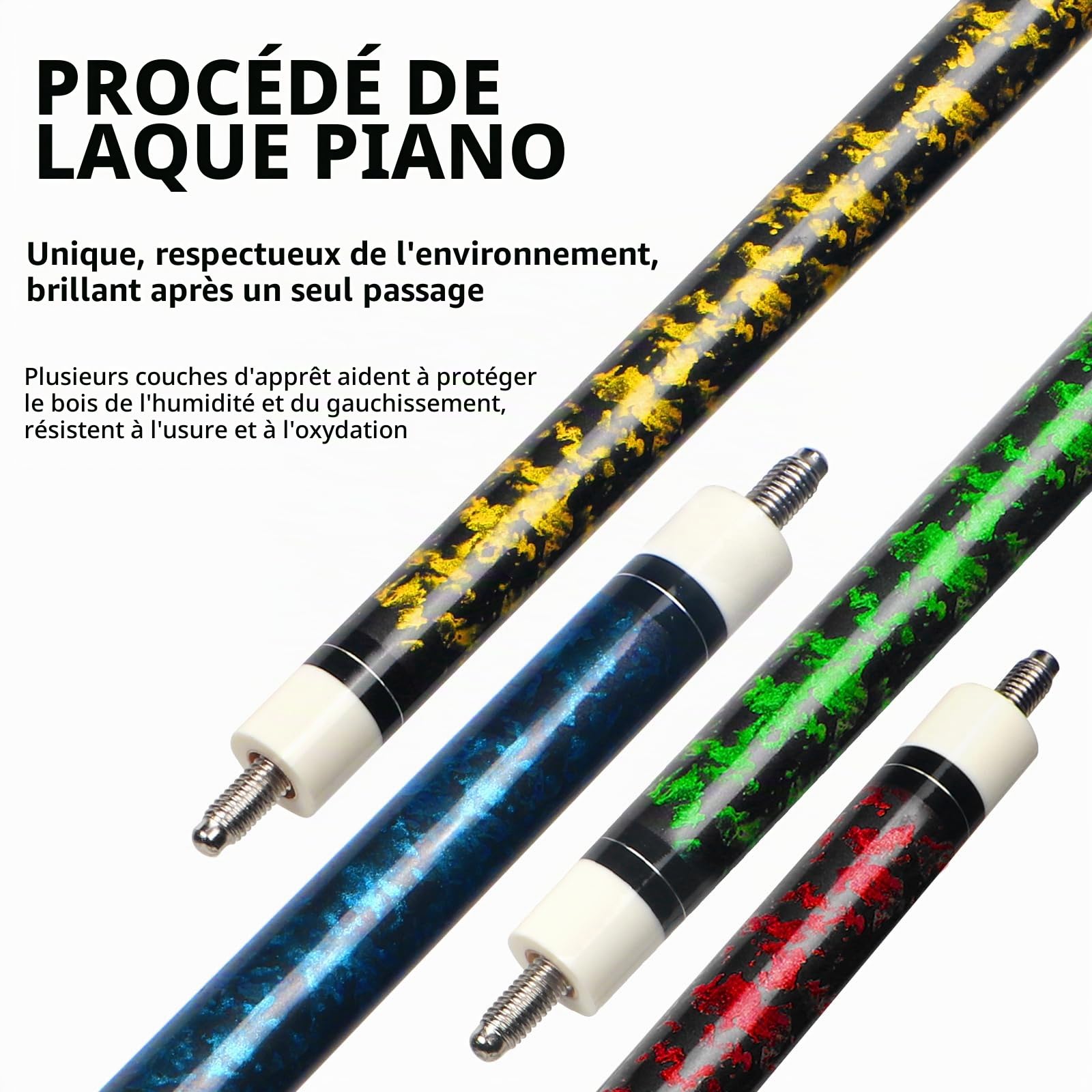 Queue de Billard, Billard Queue Lot de 4 Pool Cue Sticks Bâtons de Billard en Bois Dur de 58 Pouces pour Les Sports de Table de Billard