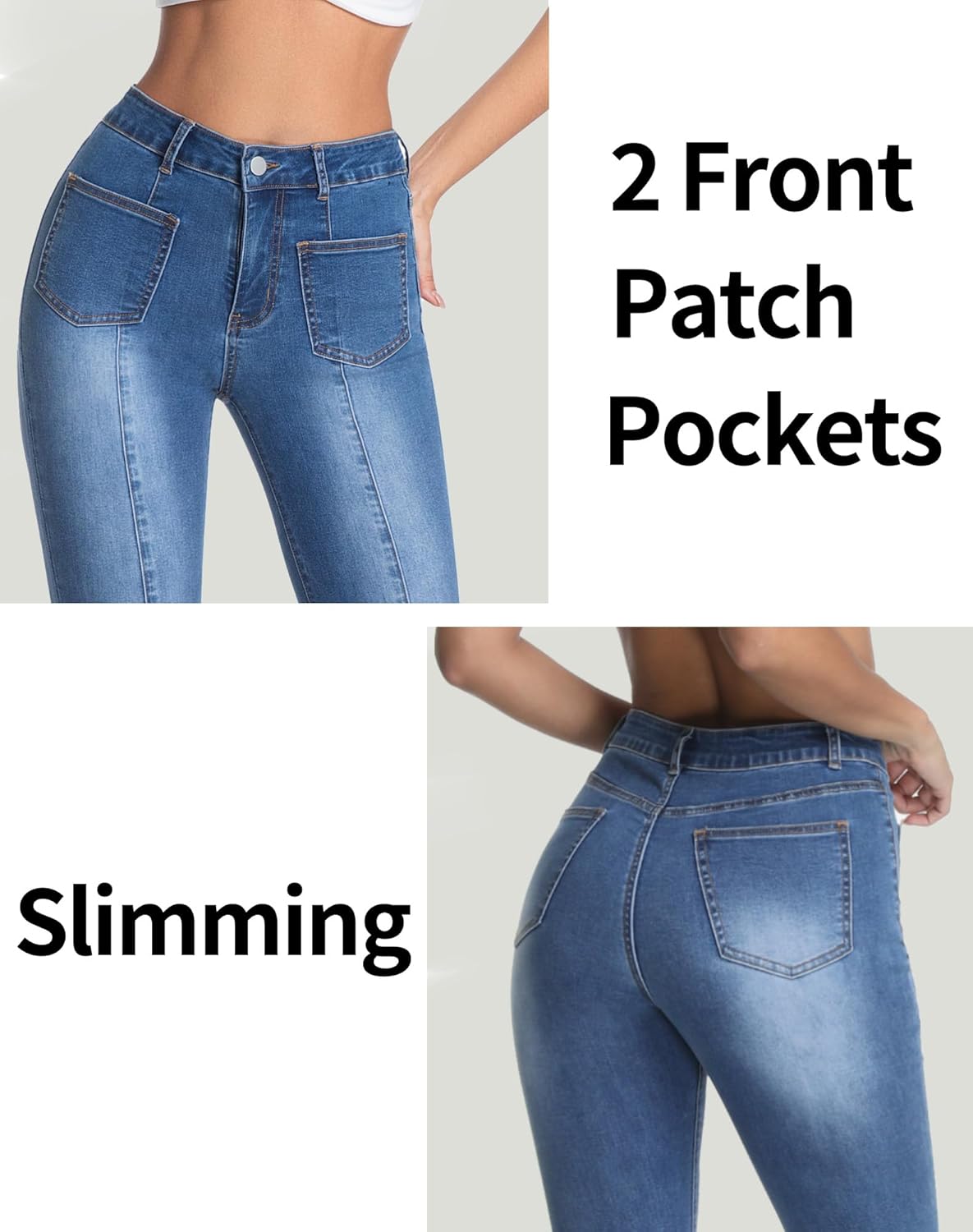 High Waisted Tummy Control Skinny Jeans for Women Stretchy Denim Jeggings with Front Seam - Image 4