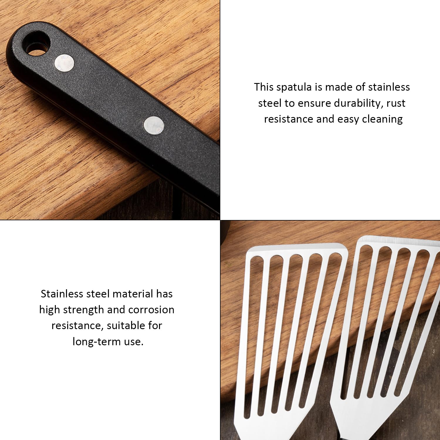 2 Pieces Spatula, 2 Pieces Hook, 1 Piece Fork, Metal Spatula, Metal Spatula, Fish Fillet Spatula, Spatula, Egg Turning Spatula, Steak Clamp Spatula, Steak Spatula - Image 3