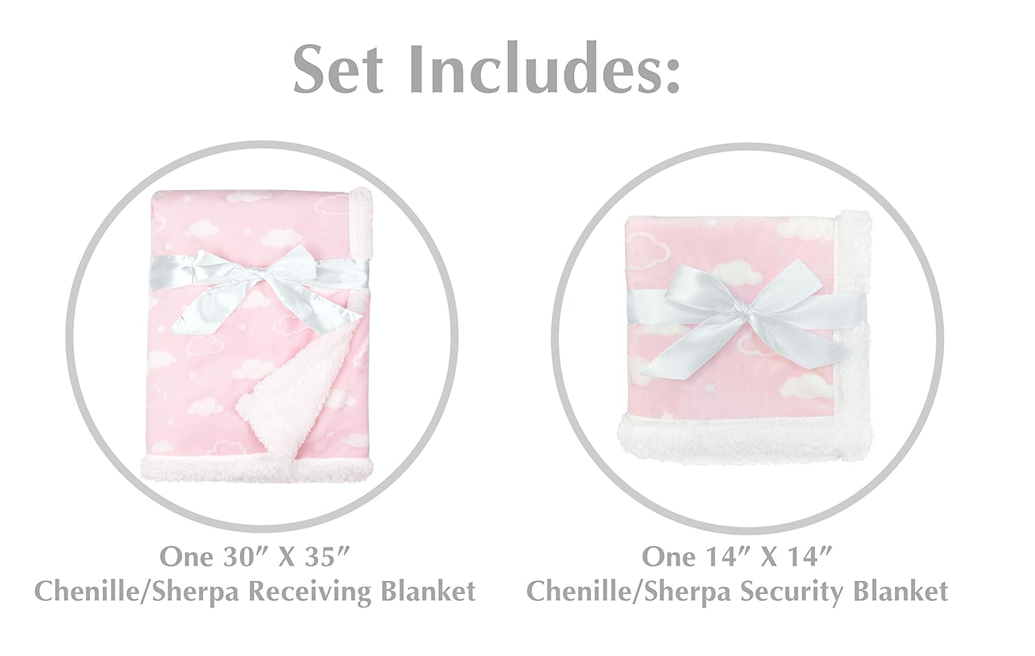 Pink Sherpa Baby Girls' Receiving Blanket Set with Cloud Design