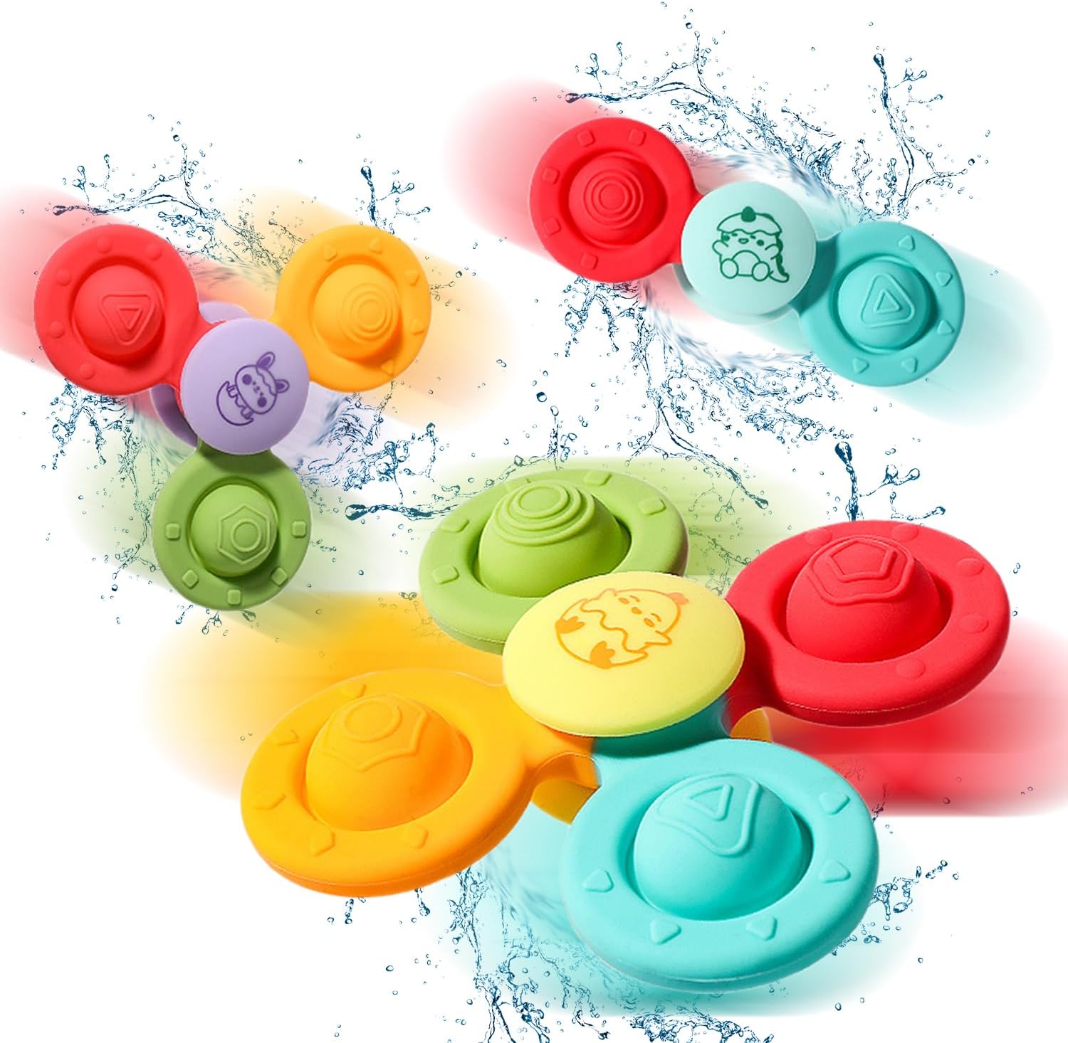 3 Pcs Suction Spinning Toys,Baby Bath Toys Sensory Toys Baby Spinners with Suction, Baby Fidget Spinner Toy,All Silicone Bathtub Toys for Kids Toddlers or Baby Relaxation Toys