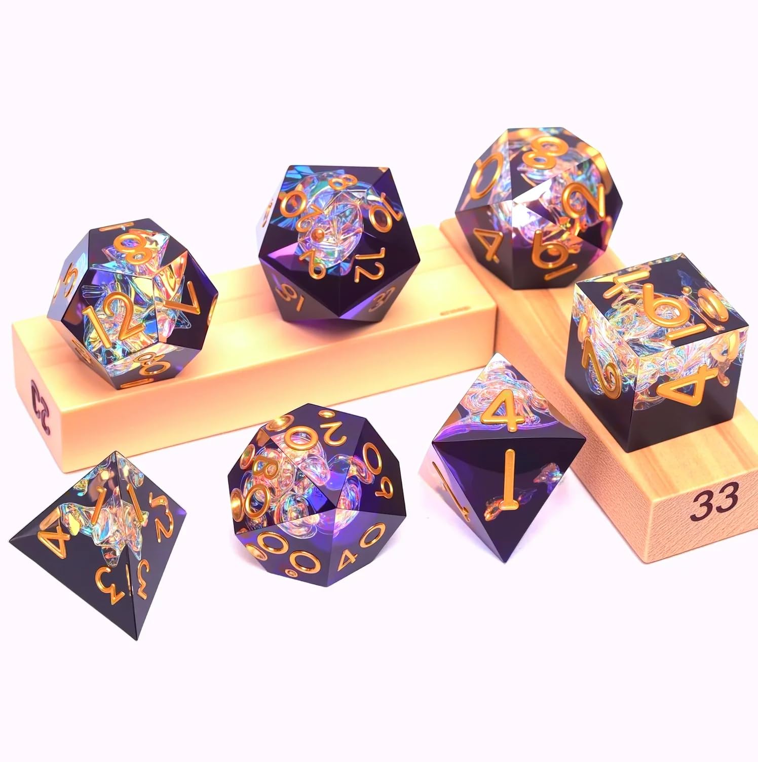 Juego de dados de Dungeons and Dragons D&D, juego de dados de resina DND de poliedro, utilizado para juegos de rol, juego de dados Magic Pathfinder, juego de dados DND (7 piezas)