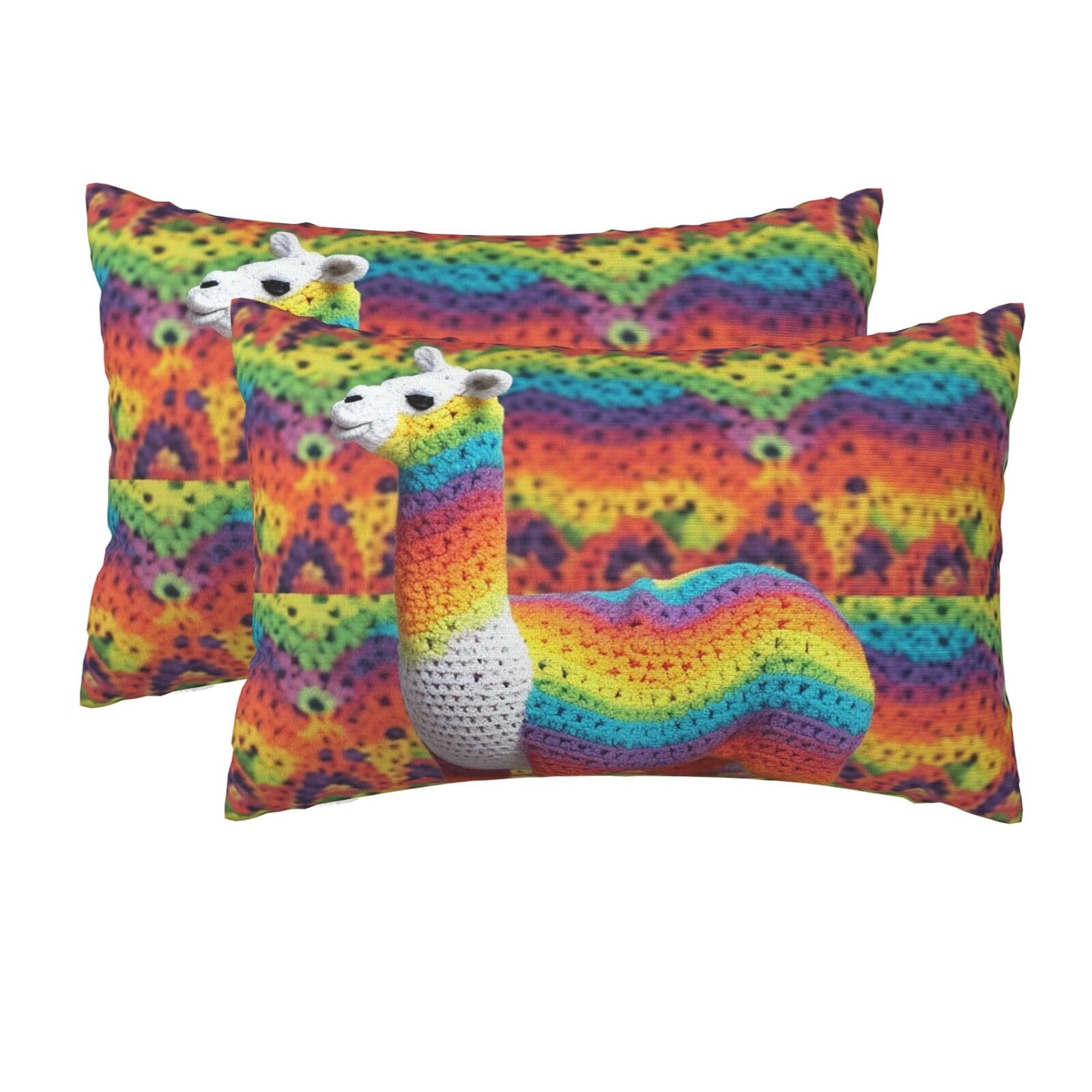 2 Pack Queen Size Pillow Cases for Hair and Skin Soft Breathable Pillow Case Covers with Hidden Zipper Rainbow Camel Pattern Pillowcase 20x30 Inches Pillow Cover for Sleeping Gift